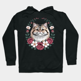 Roses Flowers British Longhair Cat Highland Straight Hoodie